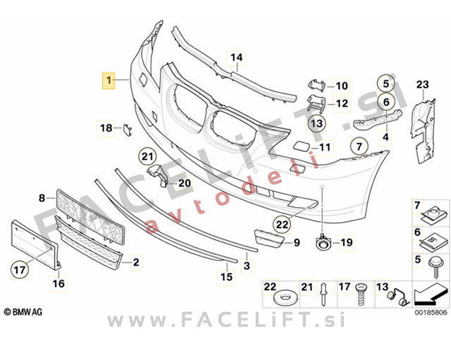 BMW 5 E60 E61 LCI 07-10 sprednji odbijač PDC SRA