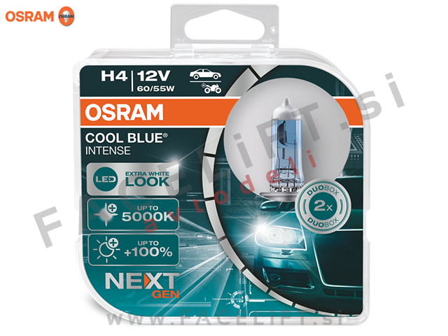 Halogenske žarnice Osram Cool Blue Intense (Next Gen) H4 (P43t) 60/55W 12V Halogenske žarnice Osram Cool Blue Intense (Next Gen) H4 (P43t) 60/55W 12V