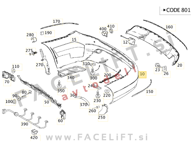 Mercedes C S204 Karavan 07-11 zadnji odbijač PDC