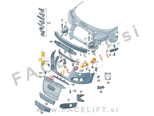 Audi A3 8P 8PA 08-12 sprednji odbijač PDC SRA