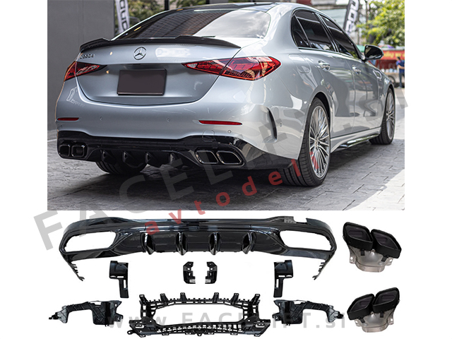 Mercedes C S206 W206 AMG Line 21- difuzor z nastavki za izpuh AMG C63 izgled
