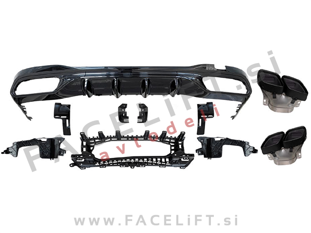 Mercedes C S206 W206 AMG Line 21- difuzor z nastavki za izpuh AMG C63 izgled