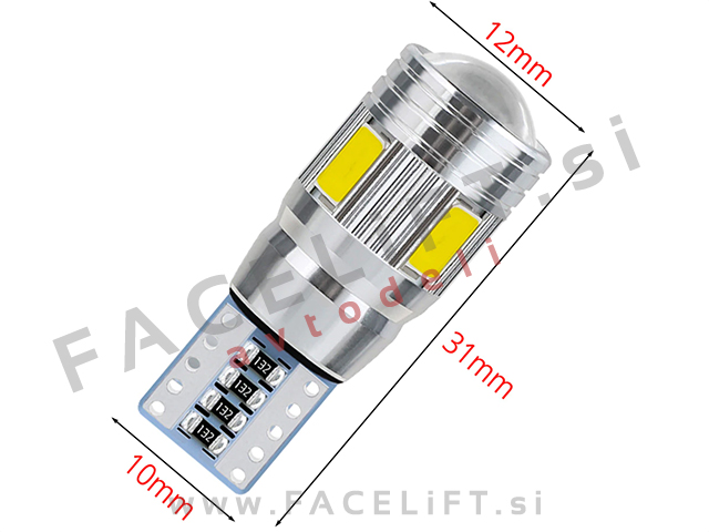 LED žarnica T10 W5W 6x SMD (5630) CANBUS 12V pink