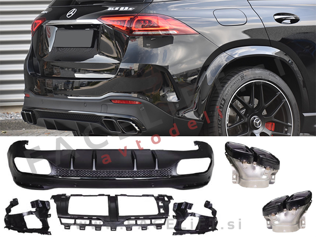 Mercedes GLE SUV V167 AMG Line 19- difuzor z nastavki za izpuh AMG 63 izgled