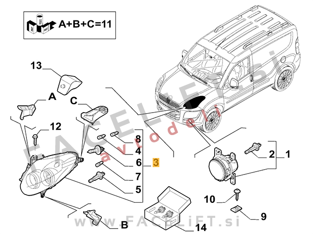 Opel Combo D 11-18 žaromet levi