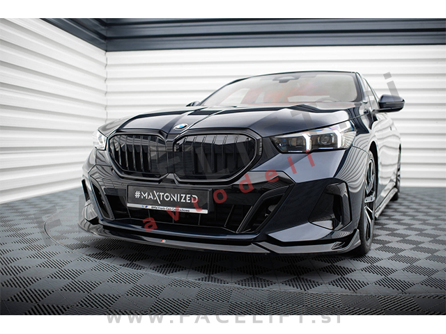 BMW 5 G60 M-Pack 23- podaljšek sprednjega odbijača črni sijaj