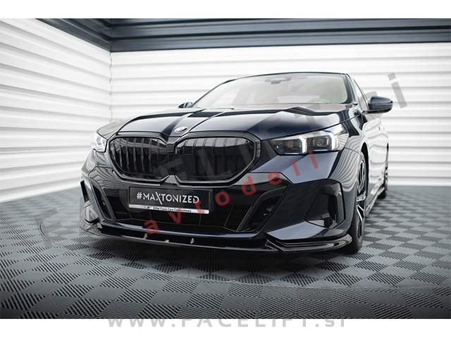 BMW 5 G60 M-Pack 23- podaljšek sprednjega odbijača črni sijaj
