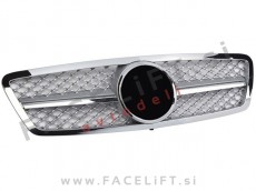 Mercedes C W203 00-07 maska srebrna kromirana sijaj