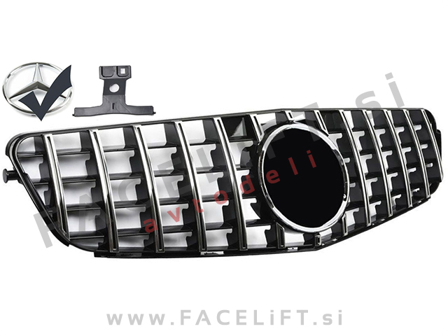 Mercedes C C204 S204 W204 07-14 maska črna kromirana (sijaj)