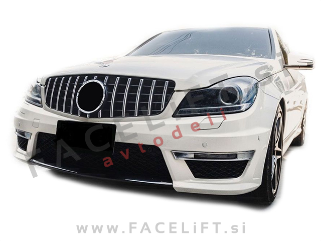 Mercedes C C204 S204 W204 07-14 maska črna kromirana (sijaj)