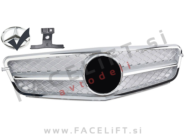 Mercedes C C204 S204 W204 07-14 maska srebrna kromirana (sijaj) Mercedes C C204 S204 W204 07-14 maska srebrna kromirana (sijaj)