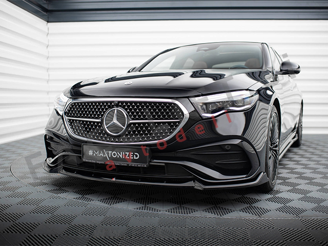 Mercedes E S214 W214 AMG Line 23- podaljšek sprednjega odbijača črni sijaj