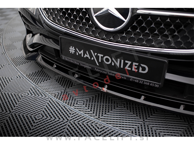 Mercedes E S214 W214 AMG Line 23- podaljšek sprednjega odbijača črni sijaj