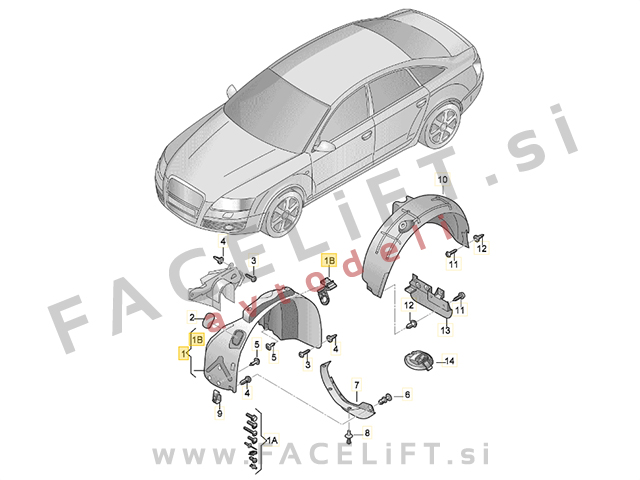 Audi A6 4F C6 04-08 sprednji kolotek levi