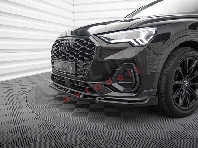 Audi Q3 Sportback F3 18- podaljšek sprednjega odbijača črni sijaj