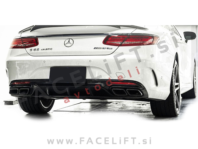 Mercedes S Cabriolet Coupe A217 C217 AMG Line 14-20 difuzor z nastavki za izpuh AMG izgled črni sijaj