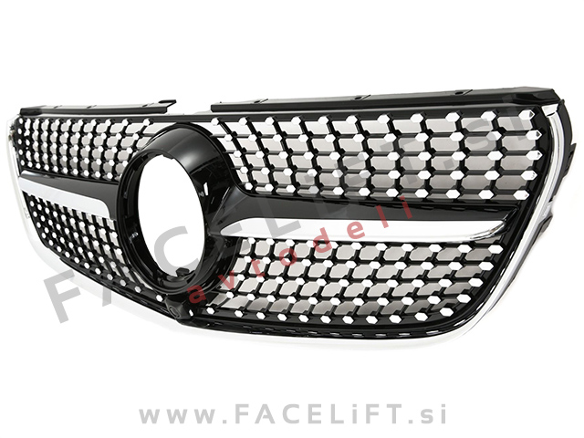 Mercedes V W447 14-19 maska Diamond Black črna kromirana sijaj