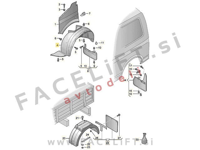 VW T5 03-09 sprednji kolotek levi