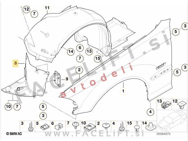 BMW 3 Cabriolet Coupe 99-03 sprednji kolotek sprednji del desni