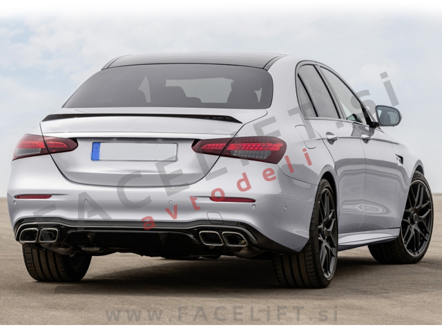 Mercedes E Limuzina AMG Line 20-23 difuzor z nastavki za izpuh AMG E63 izgled
