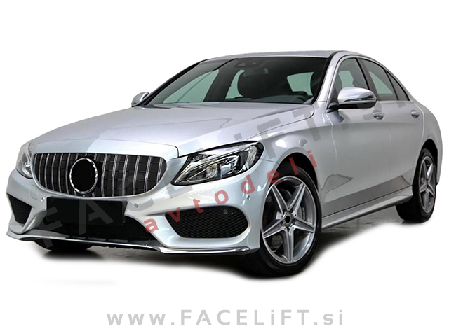 Mercedes C A205 C205 S205 W205 14-18 maska črna kromirana sijaj brez kamere