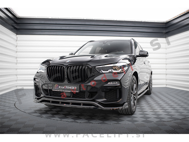 Podaljšek sprednjega odbijača V.2 črni sijaj BMW X5 G05 M-Pack 18-23