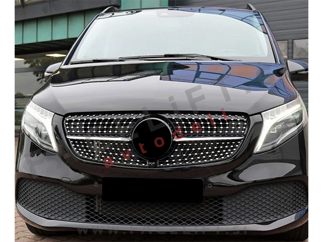 Mercedes V W447 19-23 maska Diamond Black črna kromirana sijaj