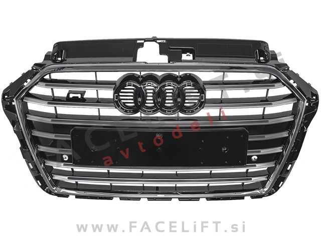 Maska S3 izgled črna kromirana sijaj Audi A3 8V 16-20