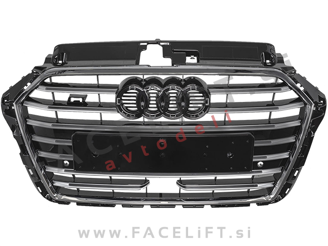 Maska S3 izgled črna kromirana sijaj Audi A3 8V 16-20