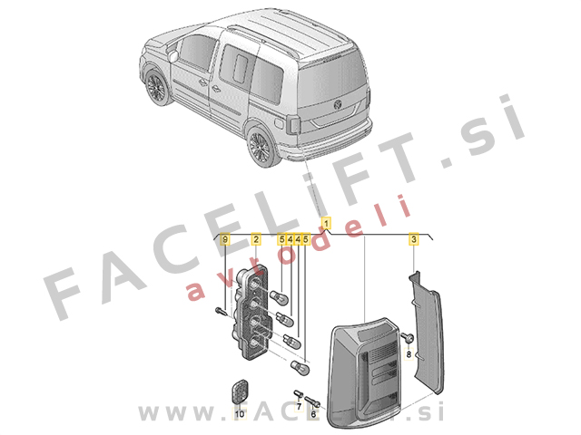 Zadnja luč leva VW Caddy 15-