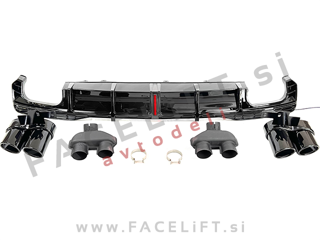 Difuzor z nastavki za izpuh črni RS7 izgled Audi A7 4K S line 18-