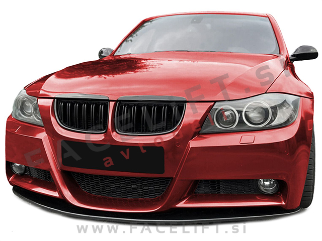 Podaljšek sprednjega odbijača črni sijaj BMW 3 E90 E91 M 05-08