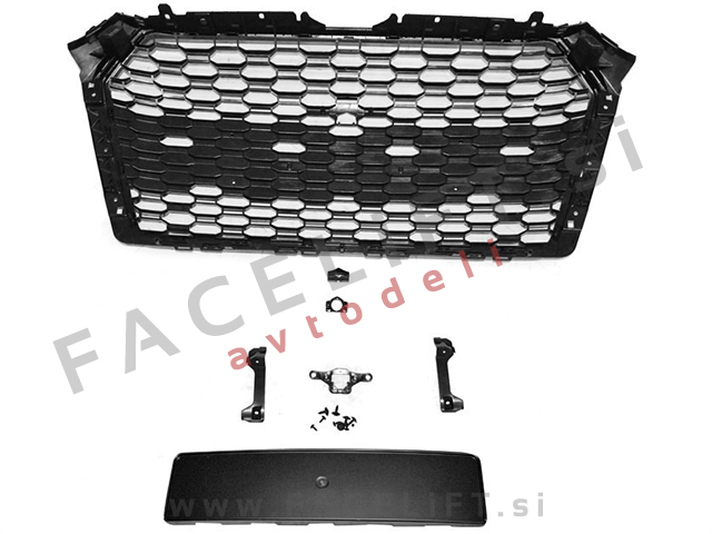 Maska RS izgled črna kromirana sijaj Audi A4 B9 15-19 Maska RS izgled črna kromirana sijaj Audi A4 B9 15-19
