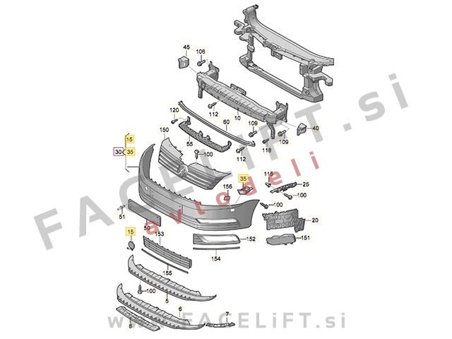 Sprednji odbijač SRA VW Passat B7 10-14 Sprednji odbijač SRA VW Passat B7 10-14