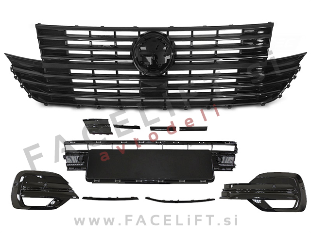 Maska z mrežami za sprednji odbijač črna sijaj VW T6.1 19-21