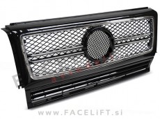 Maska črna kromirana sijaj Mercedes G W463 90-12