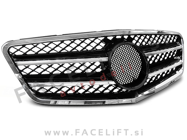Maska črna kromirana sijaj Mercedes E S212 W212 09-13