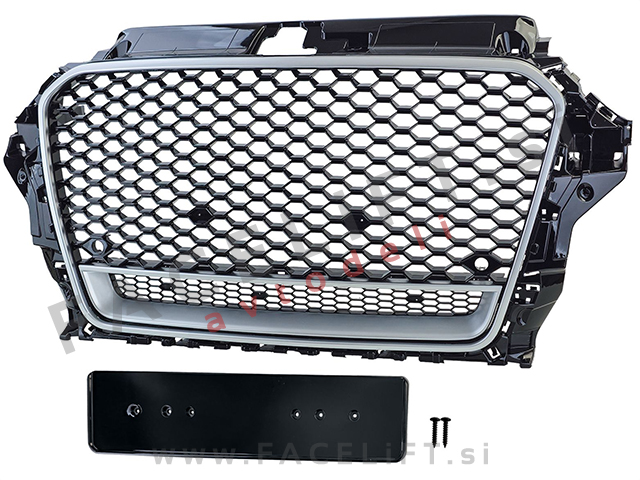 Maska RS izgled črna srebrna Audi A3 8V 12-16