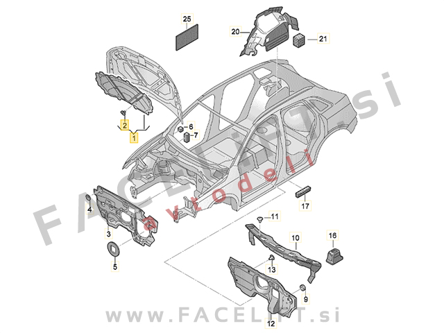 Izolacija pokrova motorja Audi Q3 8U 11-18 Izolacija pokrova motorja Audi Q3 8U 11-18