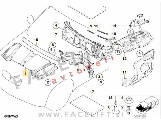 Izolacija pokrova motorja BMW X5 E53 99-06