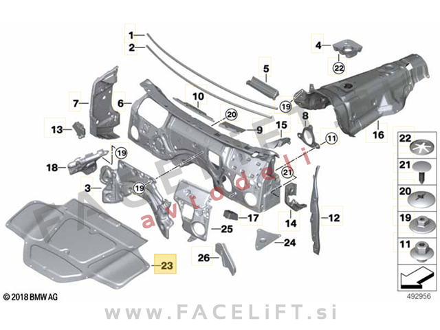 Izolacija pokrova motorja BMW X4 G02 18- Izolacija pokrova motorja BMW X4 G02 18-