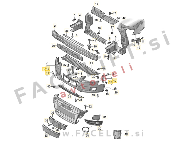 Sprednji odbijač Audi A4 B8 11-15 PDC SRA