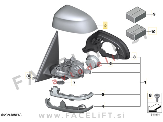 Pokrov ogledala desni BMW X5 F15 13-18