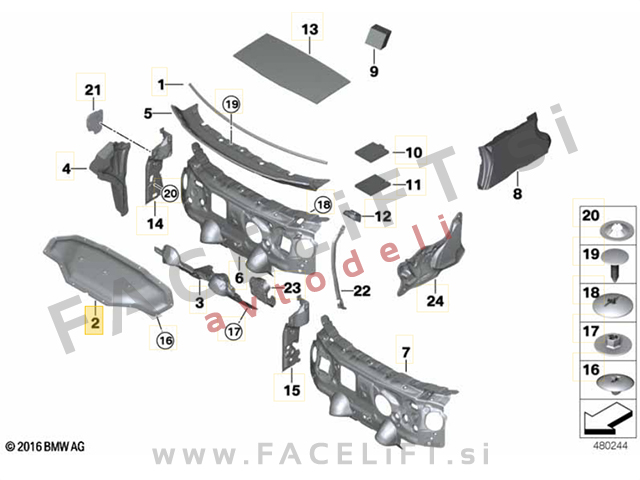 Izolacija pokrova motorja BMW X1 F48 15-22