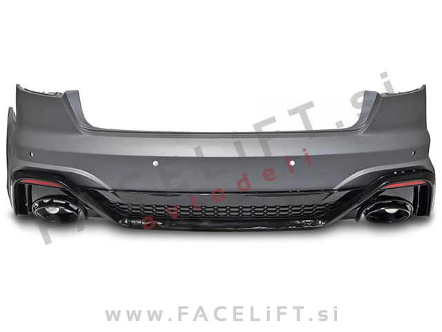 Zadnji odbijač z nastavki za izpuh črni sijaj Audi A4 B9 Limuzina 19-24