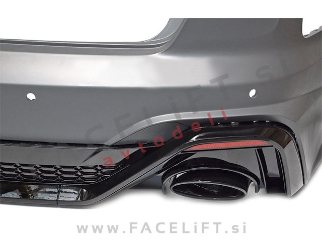 Zadnji odbijač z nastavki za izpuh črni sijaj Audi A4 B9 Limuzina 19-24
