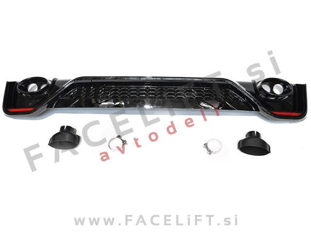 Zadnji odbijač z nastavki za izpuh črni sijaj Audi A4 B9 Limuzina 19-24