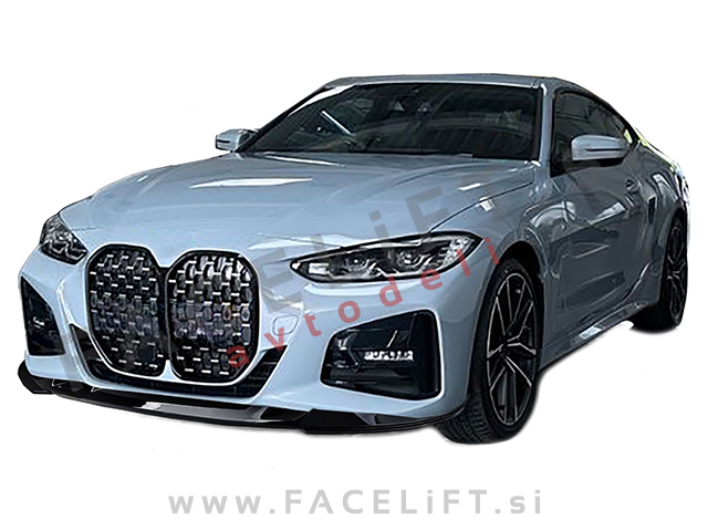 Podaljšek sprednjega odbijača črni sijaj M-Performance izgled BMW 4 Gran Coupe G26 M-Pack 21-