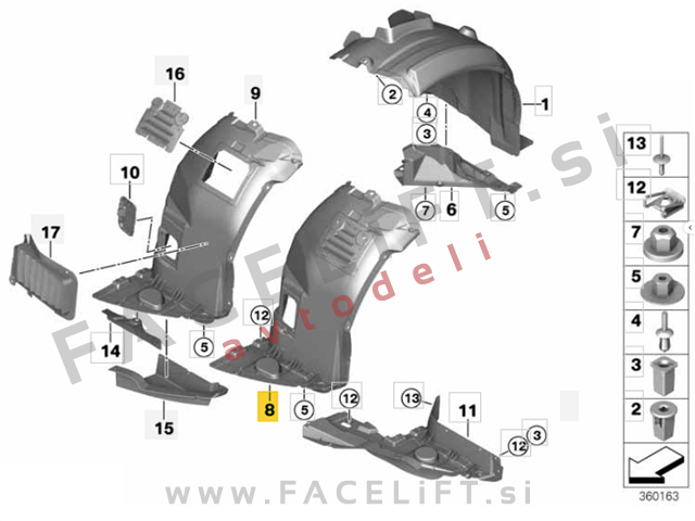 Sprednji kolotek sprednji del desni BMW 3 E92 E93 06-10