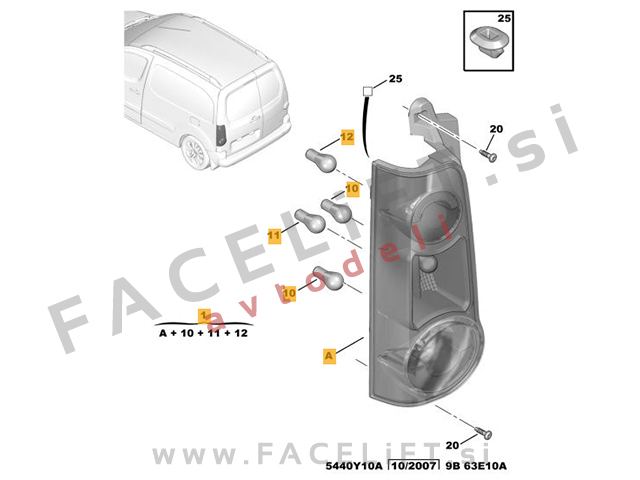 Zadnja luč desna dvokrilna vrata Citroen Berlingo 12-18